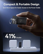 Baseus triple port GaN wall adapter with premium foldable plug retracted for travel