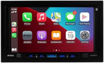 Jensen double DIN multimedia receiver displaying the Android Auto main menu screen.