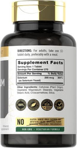 Carlyle Selenium essential trace mineral supplement label information