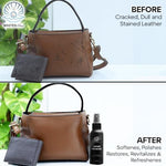Whites Pearl waterproofing stain guard spray applied on a luxury leather purse