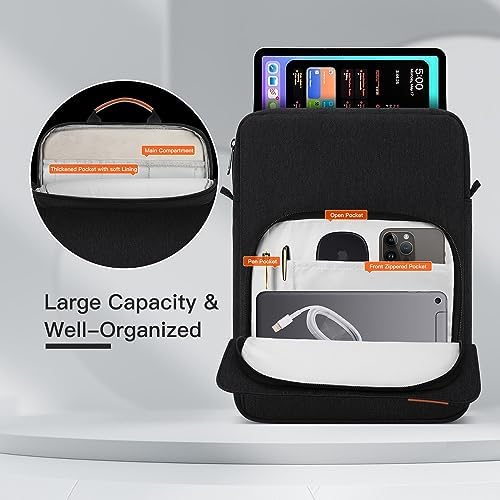 iKammo padded travel tablet case with shoulder strap attached for portable carrying.
