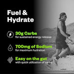 RNWY Salty Carbs Melon hydration supplement powder nutrition facts and serving size breakdown.