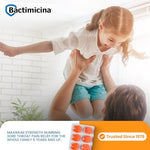 Bactimicina 18 count box showing 15 mg benzocaine oral analgesic details