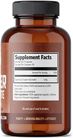 Pure Lab Vitamins Copper Glycinate 1 mg dietary supplement nutritional facts