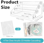 FALESHOS transparent DVD storage stand showcasing space saving tiered tabletop layout