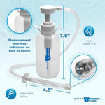 Cleanstream enema kit components including hose nozzle and pump action handle