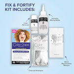 Back label of Color Oops bond rejuvenating hair color remover displaying step by step application directions and ingredients list