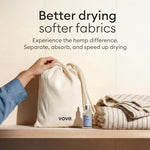 Eco-friendly hemp dryer balls reducing laundry wrinkles and static.