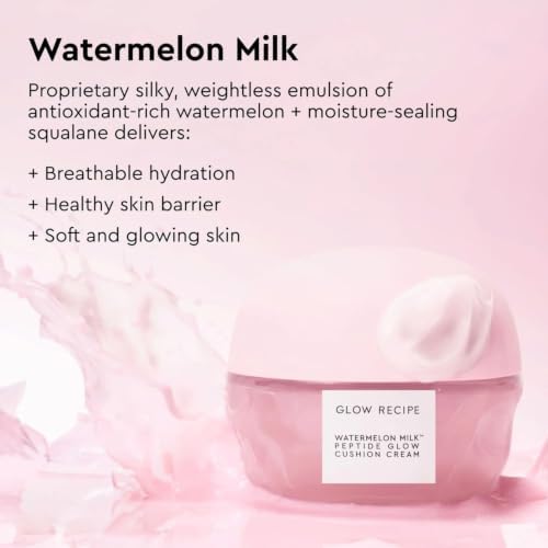 Close-up shot of the unique pink cushion cream texture melting on skin showing its weightless and hydrating consistency.