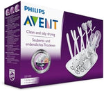 Side view of Philips Avent white bottle drying rack