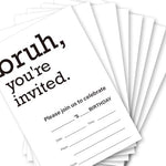Soiceu party invitations set of twenty showing the double sided layout with pre printed fill in the blank spaces