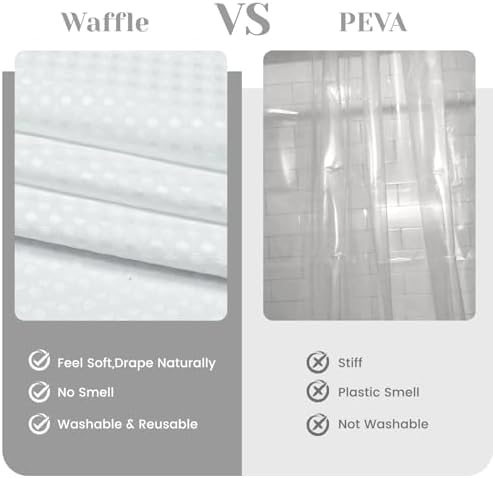 Built in rings design on the SORTTO hookless shower curtain for easy installation