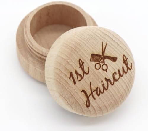 Custom laser engraved baby first curl box natural wood finish