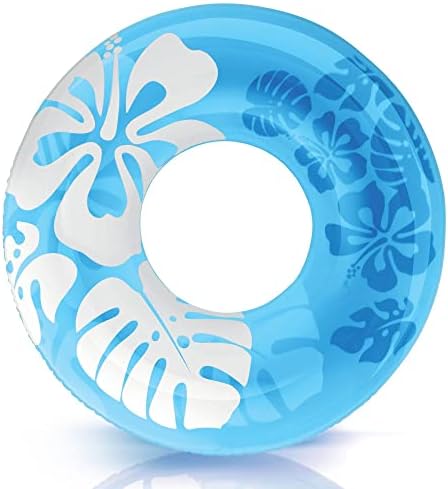 Inflatable pool tube with colorful floral graphics