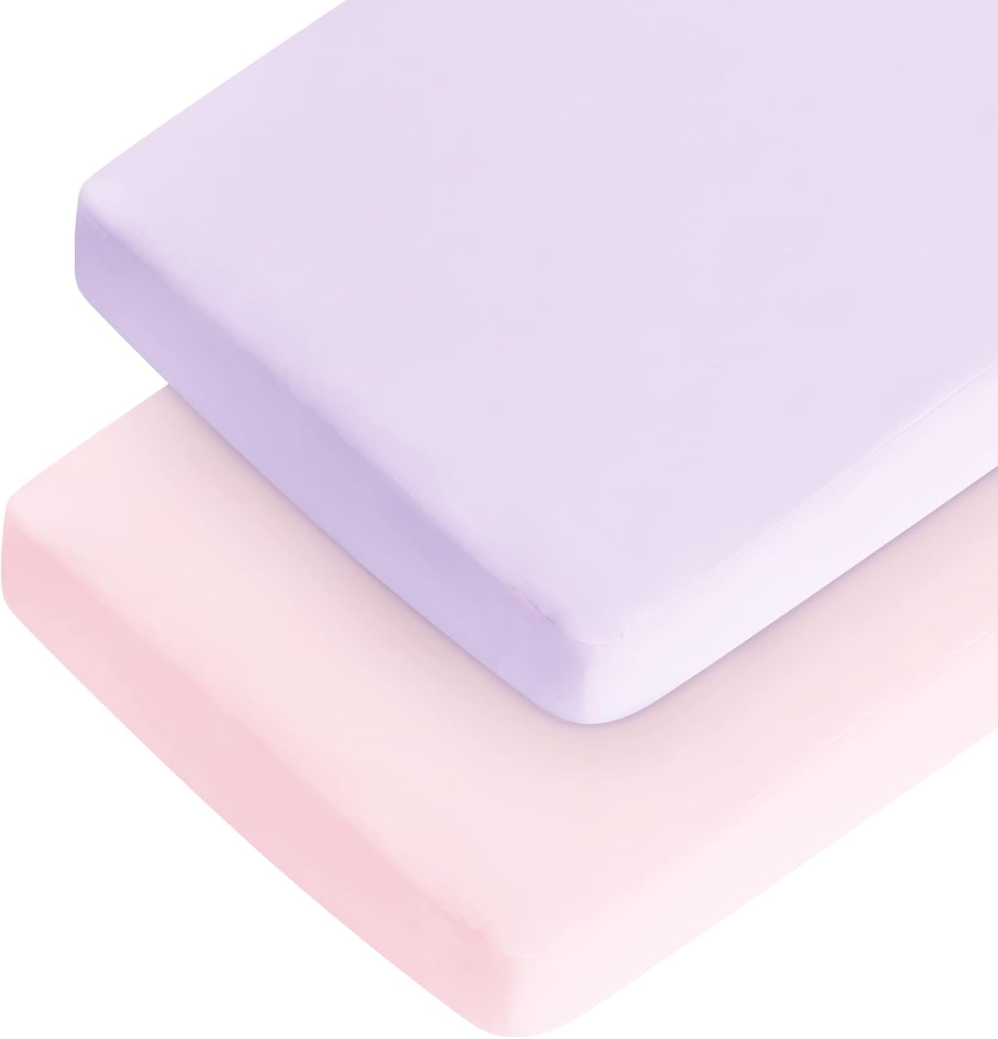 Coldwind pink and violet fitted crib sheets set front view
