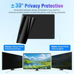 Removable monitor privacy shield showing reversible glossy versus matte finish comparison options