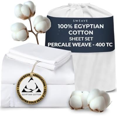 Sweave 100% Egyptian Cotton Percale Sheets front view of bedding set