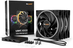 Be Quiet Light Wings 140mm fan installed on a water-cooling radiator demonstrating high static pressure capability