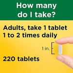 Nature Made Calcium 600mg dietary supplement bottle showing the 220 tablet long term supply count