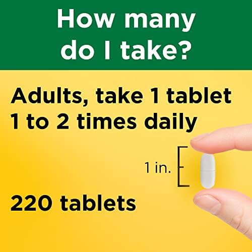 Nature Made Calcium 600mg dietary supplement bottle showing the 220 tablet long term supply count
