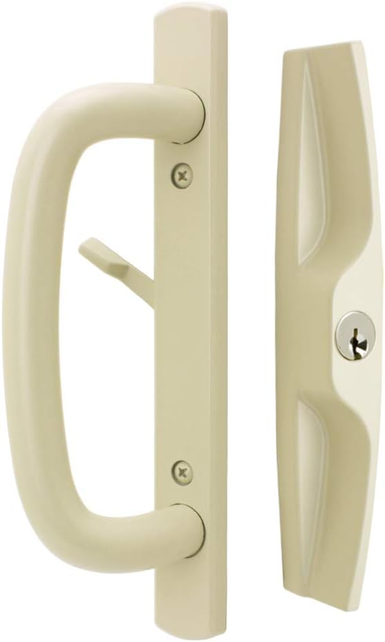Veranda Sliding Glass Door Handle Set with Mortise Lock, White, Keyed, 3-15/16" Screw Holes, 1-3/4" Door Thickness - Image 10