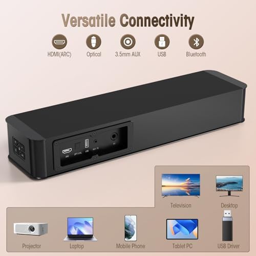 Bestisan soundbar showing Bluetooth connectivity icon