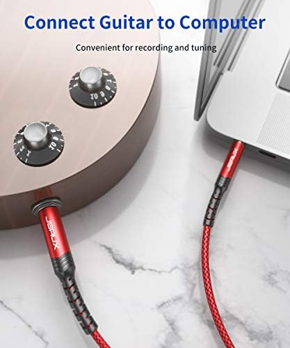 JSAUX cable connected to electric guitar and laptop