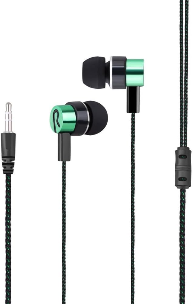 In-ear metal housing design detail of the wired headphones.