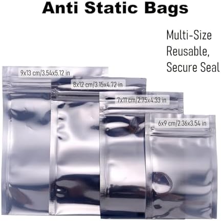 Ellbest small antistatic pouches displaying the precise dimensions in inches