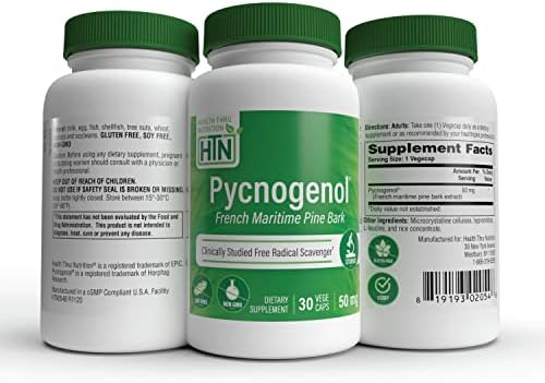Vegetarian capsule formulation of Pycnogenol 50mg for skin elasticity and circulation