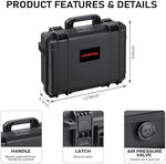 Compact shockproof travel case placed in a car trunk illustrating convenient roadside emergency storage.