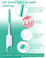 Hooked toothpick end of the disposable oral care flosser stick