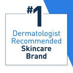 Dermatologist Recommended Skincare Brand badge with '#1' on a blue and white background