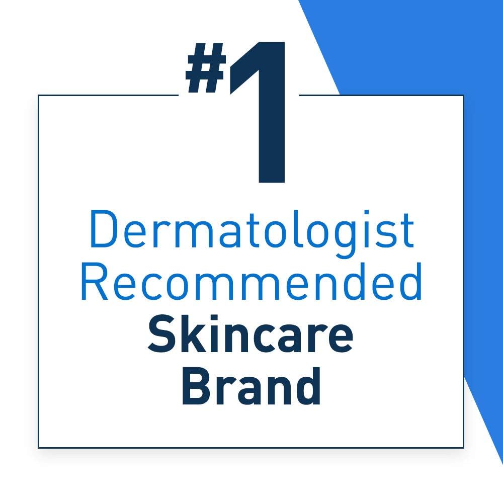 Dermatologist Recommended Skincare Brand badge with '#1' on a blue and white background