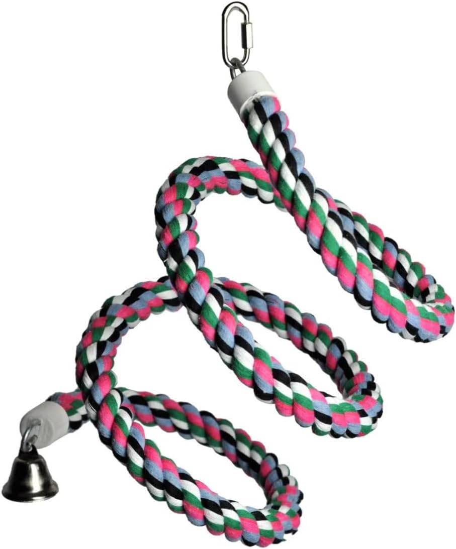 A&E Cage Company Happy Beaks Cotton Rope Boing front view with multicolor spiral design