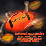 Happlayfun bright orange night play youth football showing the USB charging port