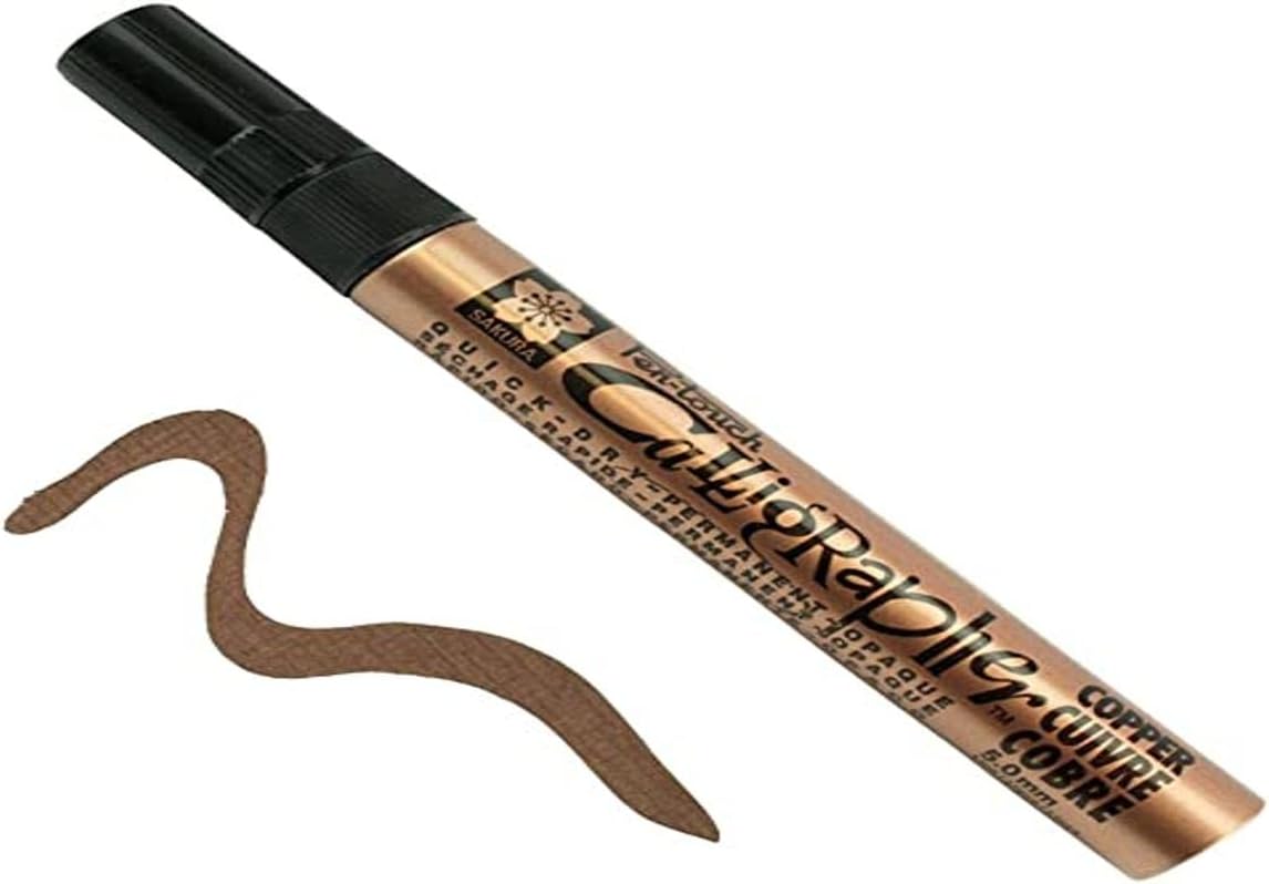Sakura metallic copper pen chisel tip close up