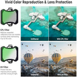 Top view of Neewer ultra slim lens filters for drone photography