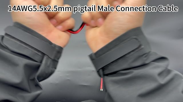 Imiyore direct current power connector pair demonstrating pre-stripped wire tips for fast soldering