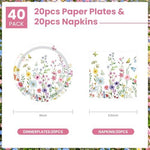 Kfjbpb floral disposable dinner plates with wildflower pattern
