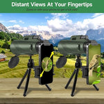 KTBDING green monocular telescope kit including the tripod smartphone holder and protective carrying case