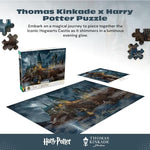 Close-up view of the sturdy interlocking pieces of the Thomas Kinkade Hogwarts puzzle