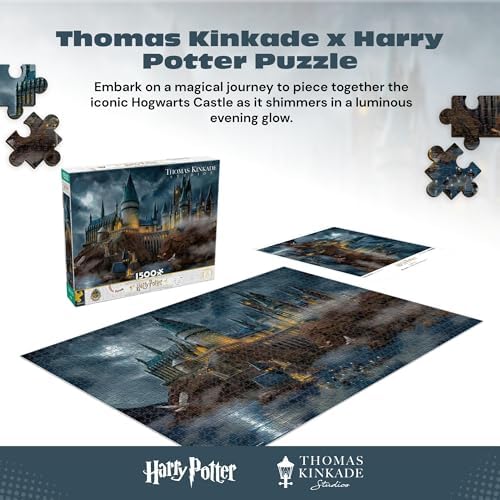 Close-up view of the sturdy interlocking pieces of the Thomas Kinkade Hogwarts puzzle