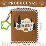 Zoiiwa infant fabric memory book open showing clear photo slots for family pictures