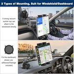 BAISHUN car tablet holder showing the super suction cup base locked onto a vehicle dashboard surface.