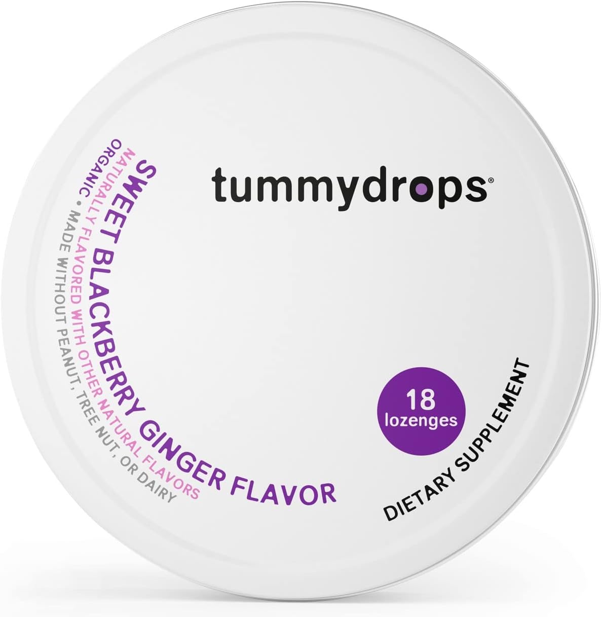 Three pack pocket sized tins of vegan blackberry ginger drops for stomach upset remedy