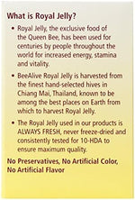 Side view of BeeAlive royal jelly energy capsules showing gluten free and vegetarian badges