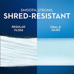 Oral-B Glide radiant mint flavor dental flossers demonstrating the shred resistant fiber technology.