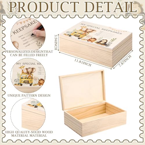 Safari animal artwork on wooden baby keepsake chest