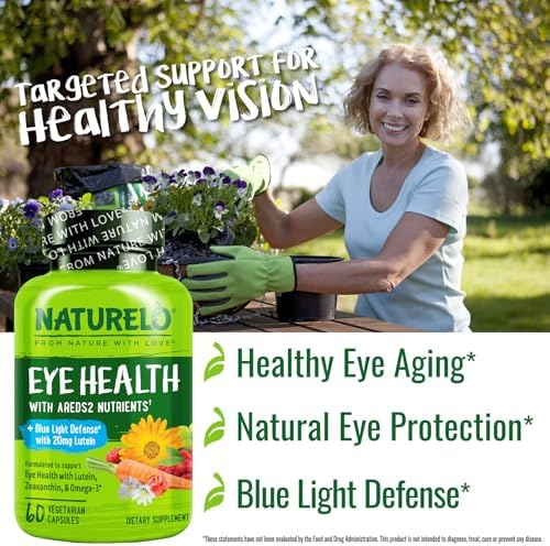 Naturelo Eye Health bottle next to vegetable capsules